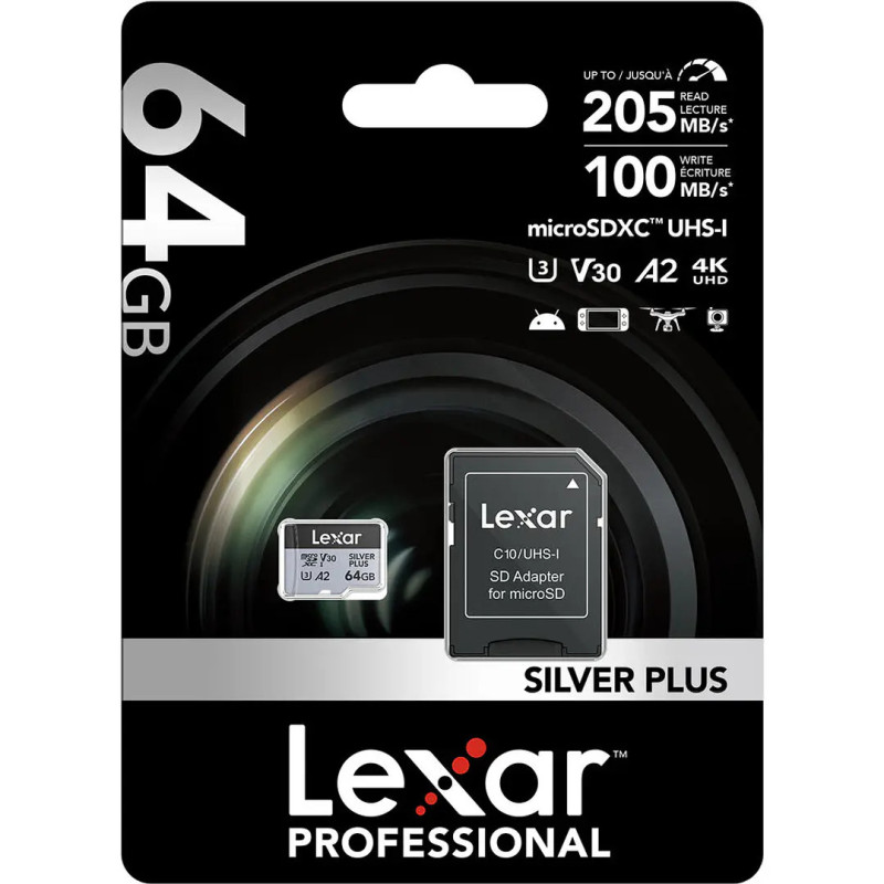Micro SD Lexar Professional SILVER PLUS 64GB
